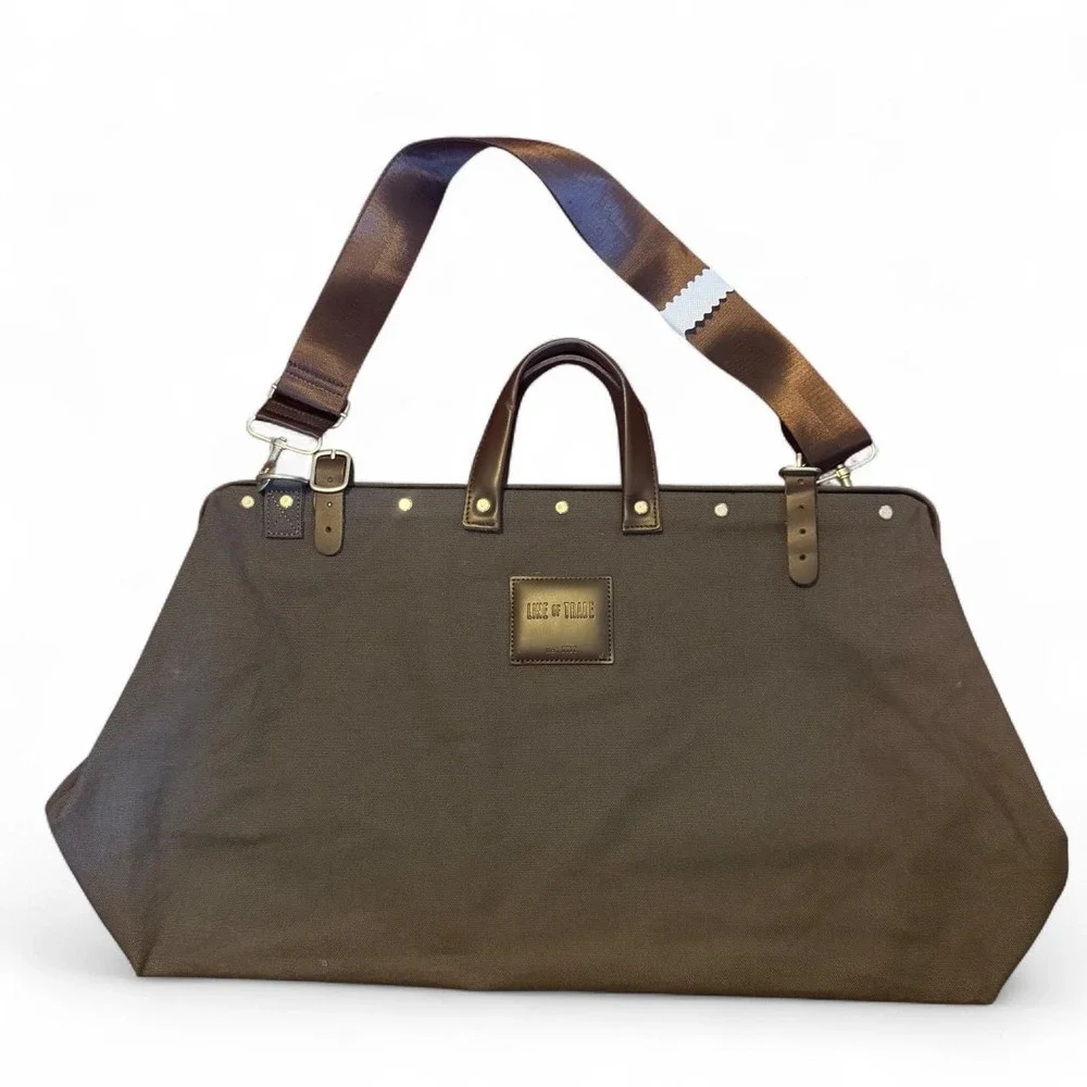 Line of Trade Mens Canvas Weekender Bag Gray Brown Duffel No 0312